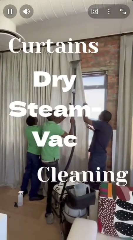 Curtain dry steam cleaning service in progress at Dubai home by Al Haya professionals