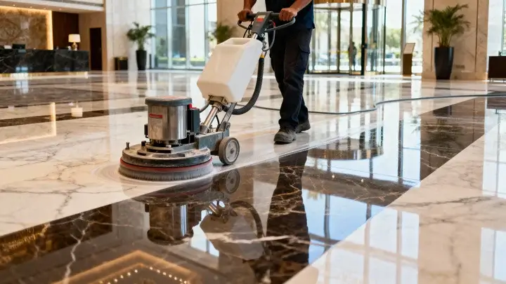 Marble polishing Dubai — professional floor restoration and re-crystallization UAE